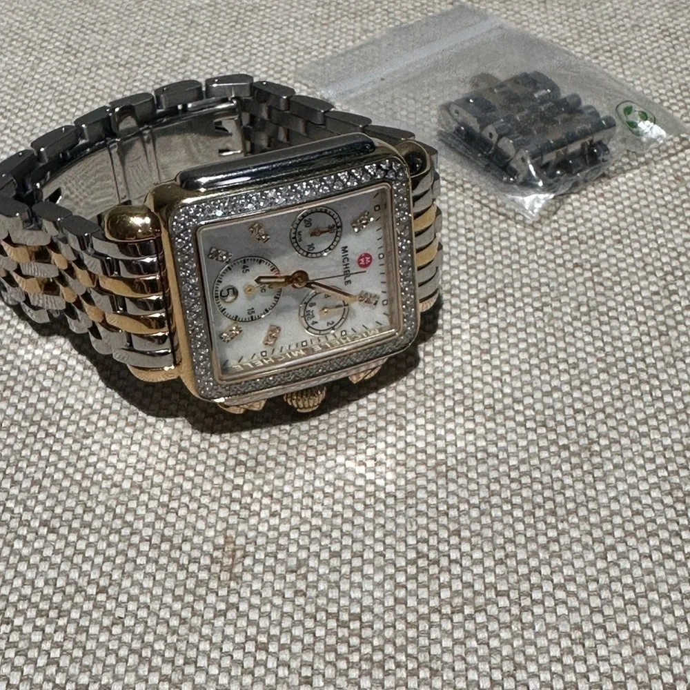 Michele Two-Tone Gold and Silver Women's Watch - Picture 9 of 11